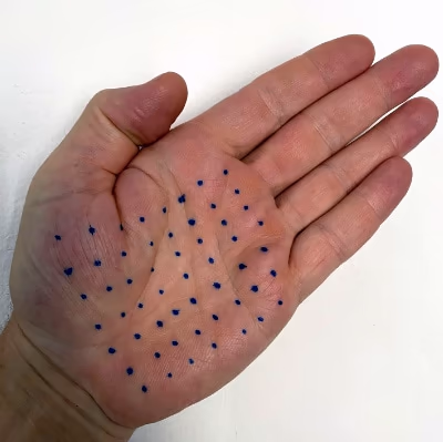 Botox Schwitzen - Injektionspunkte Handflächen