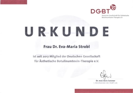 Urkunde Mitgliedschaft DGBT Dr. Eva Maria Strobl