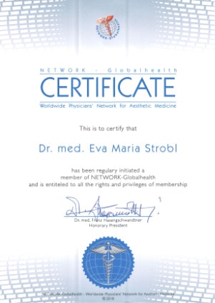 Urkunde Mitgliedschaft Network Globalhealth Dr. Eva Maria Strobl