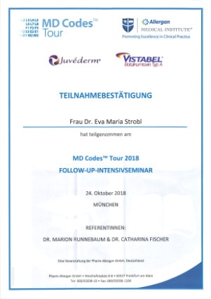 Zertifikat Fortbildung MD Codes Dr. Eva Maria Strobl 10-2018